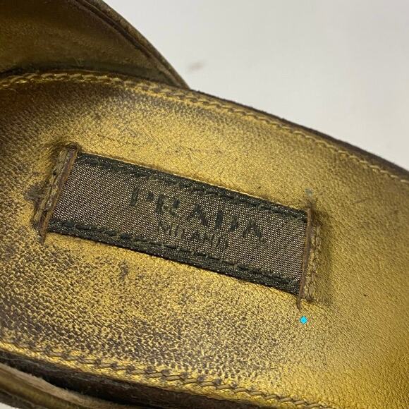 Prada Brown Suede Peep Toe Wedge Sandals Sz 37.5 (US 7) - Picture 7 of 8